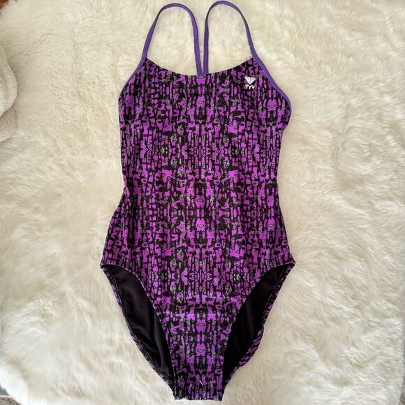 TYR Durafast Elite Petra Cutoutfit One Piece Swimsuit - Geometric Purple(Size36) - Picture 1 of 6